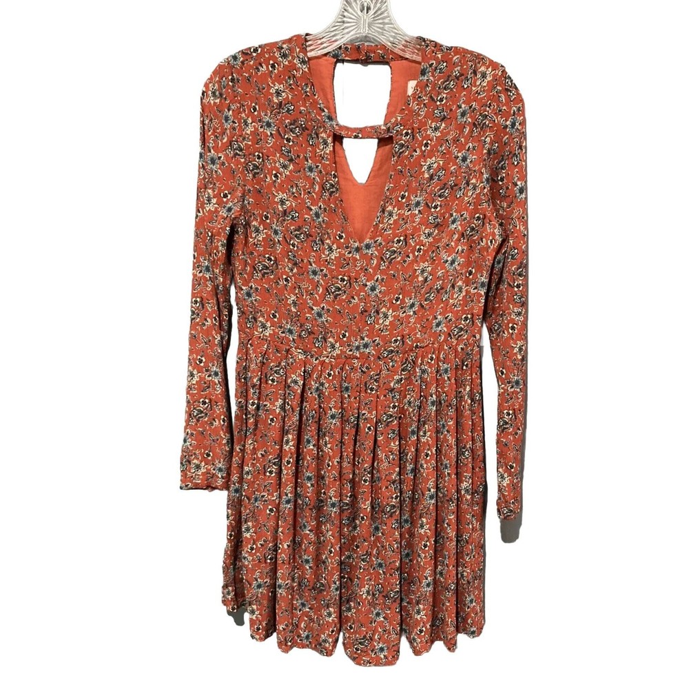 Nectar Clothing‎ Red Floral Long Sleeve Midi Dress Size Small EUC